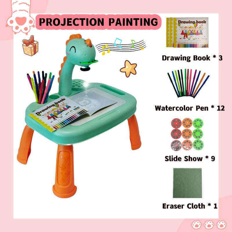 Kids' Projection Drawing Board, 72 Patterns & Music, Dinasour Drawing Projector, Limited Edition Color, Ideal for Children over 3 Years Old