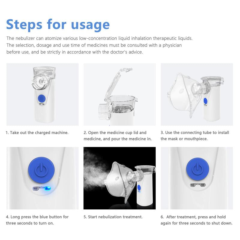 Portable Ultrasonic Nebulizer for Adults and Kids, 3 Modes for Breathing Issues, Healthcare Protective Personal Care Appliances for Home & Travel-Handheld Mesh Nebulizer