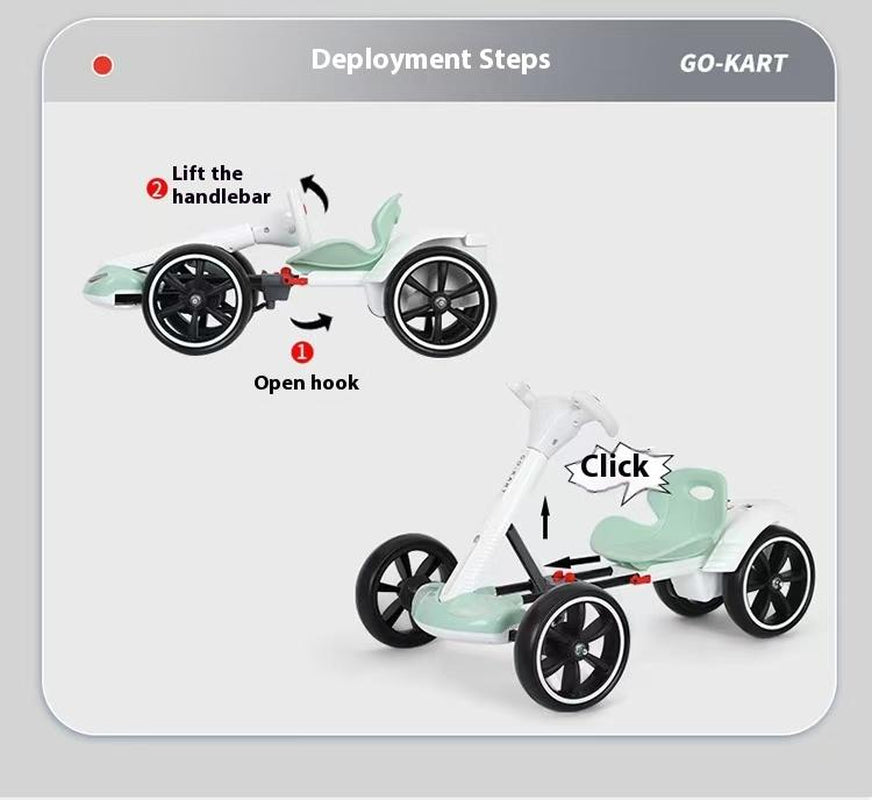 6V Kids Electric Go Kart - Foldable, Adjustable Seat, Remote Control, LED Lights & Music for Boys & Girls Folding Compact Convenience Visibility