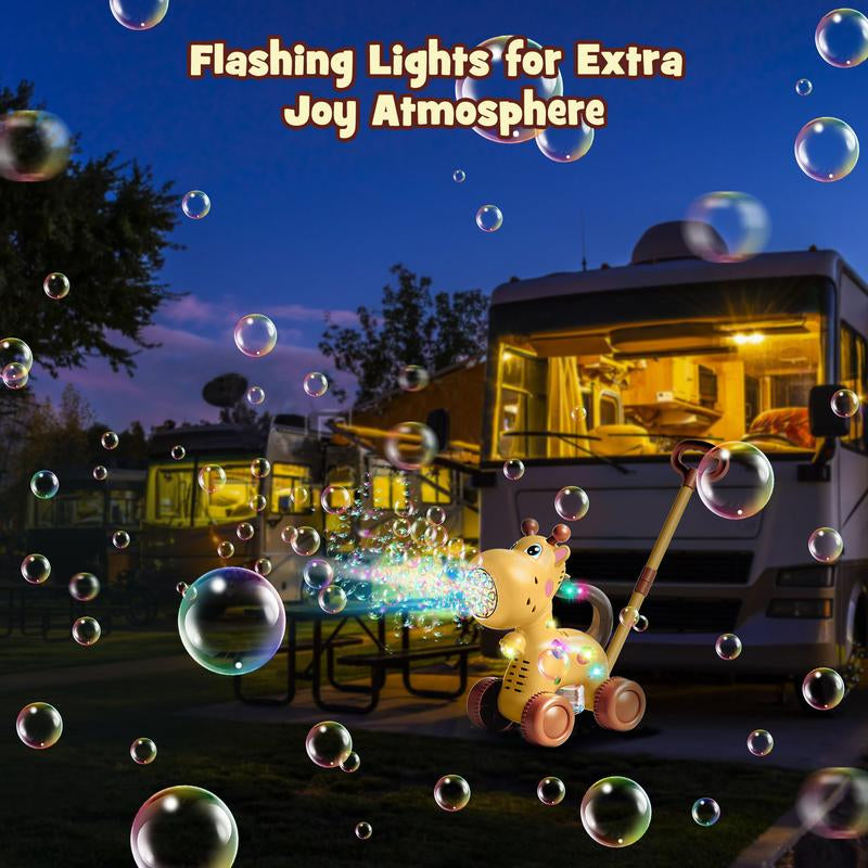 Nicmore Automatic Bubble Machine Kids Gift Toy: Giraffe/Dog Bubble Lawn Mower Outdoor Toy for Boy Girl - Push or Handheld Bubble Maker Blower for Kids Birthday Gifts Springtok