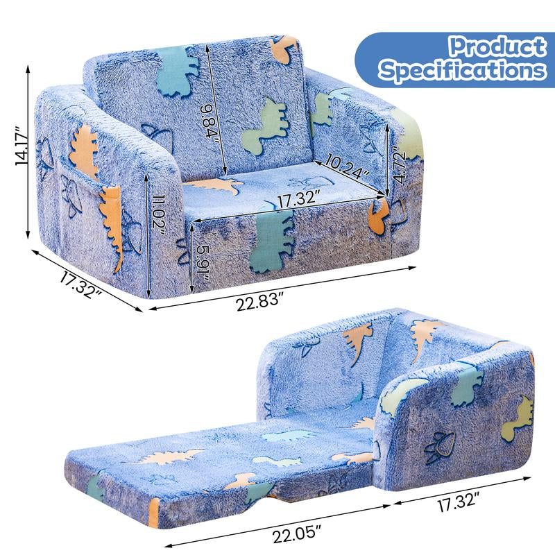 Lamerge Modular Play Couch - Glow in the Dark Play Couch for Kids, Soft & Comfy, Adjustable Backrest, Suitable for Ages 3+ Years Kid Foam Couch for Kids S Couch Kids Couch