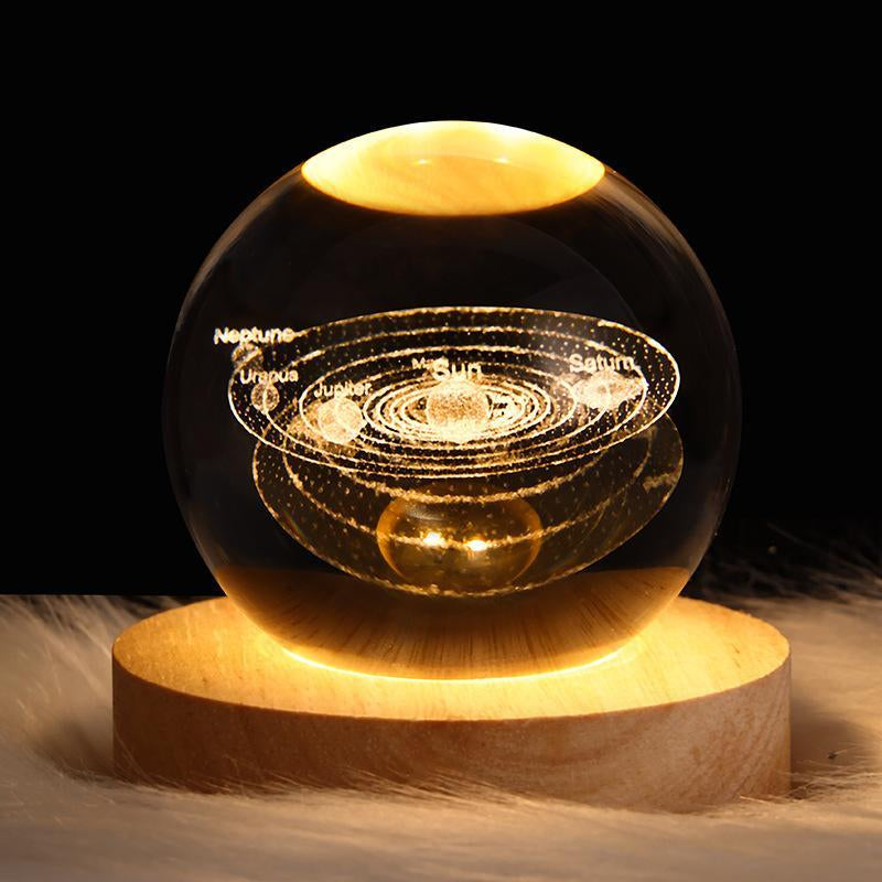 3D Crystal Ball Kids Night Light (With Light Base) Galaxy Model New Year Valentine'S Day New Year Boys Girls Women Love Gift Crystal Ball Decor