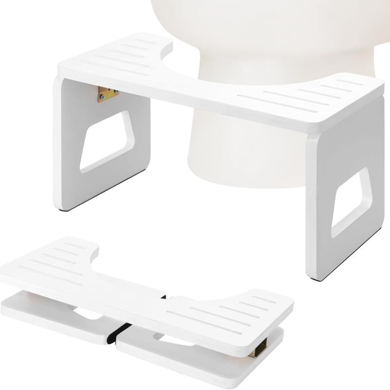Toilet Stool Squat - Foldable Poop Stool for Bathroom (Adult & Kids) - 8 Inches Bamboo Flip Stool with Anti-Slip Layer - Improve Bathroom Posture and Comfort (Natural Color) Lightweight Seat