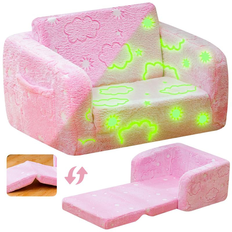 Lamerge Modular Play Couch - Glow in the Dark Play Couch for Kids, Soft & Comfy, Adjustable Backrest, Suitable for Ages 3+ Years Kid Foam Couch for Kids S Couch Kids Couch