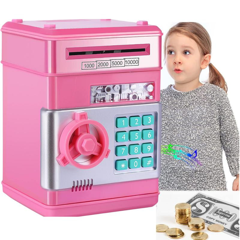 Password Piggy Bank Digital Electronic Money Bank Mini ATM Cash Coin Saving Can - Birthday Gifts for Kids - Black - Decor, Ornaments Decor