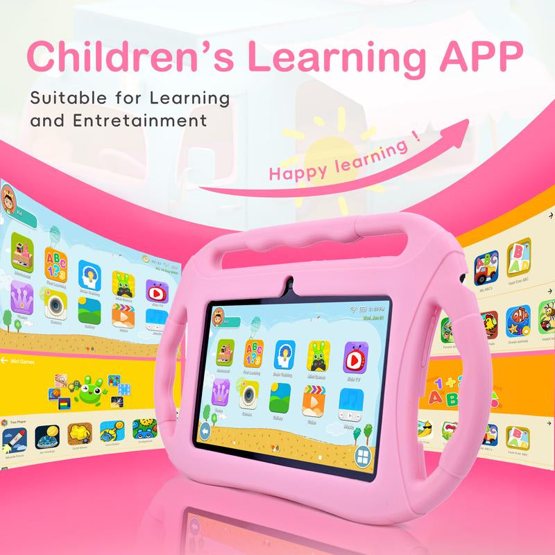 Veidoo Kids Tablet, 7-Inch Android Tablet PC, 32GB, IPS Screen, Parental Control, Learning Tablet for Toddlers Handheld Silicone Case, Plastic Card