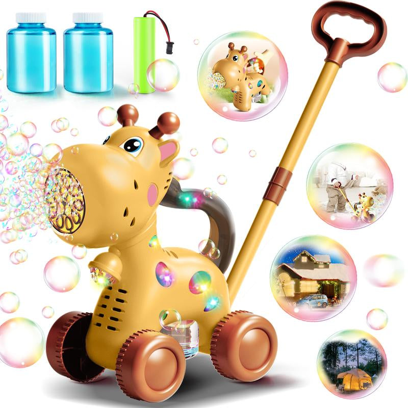 Nicmore Automatic Bubble Machine Kids Gift Toy: Giraffe/Dog Bubble Lawn Mower Outdoor Toy for Boy Girl - Push or Handheld Bubble Maker Blower for Kids Birthday Gifts Springtok