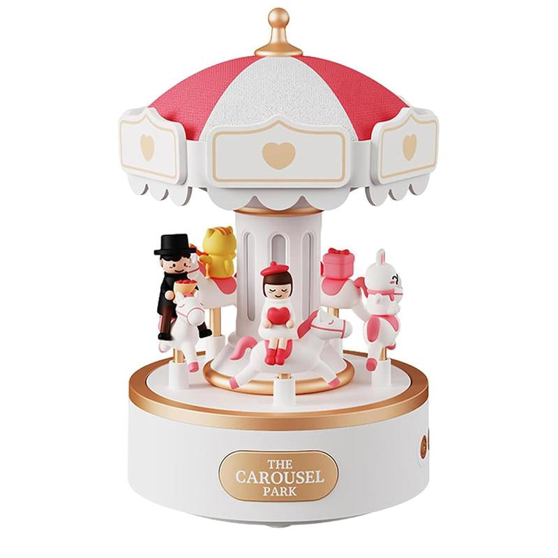 Carousel Design Music Box Night Light, USB Rechargeable Desk Decor with Adjustable Lighting & Button Control, Ideal Gift for Girls, Kids, Lovers