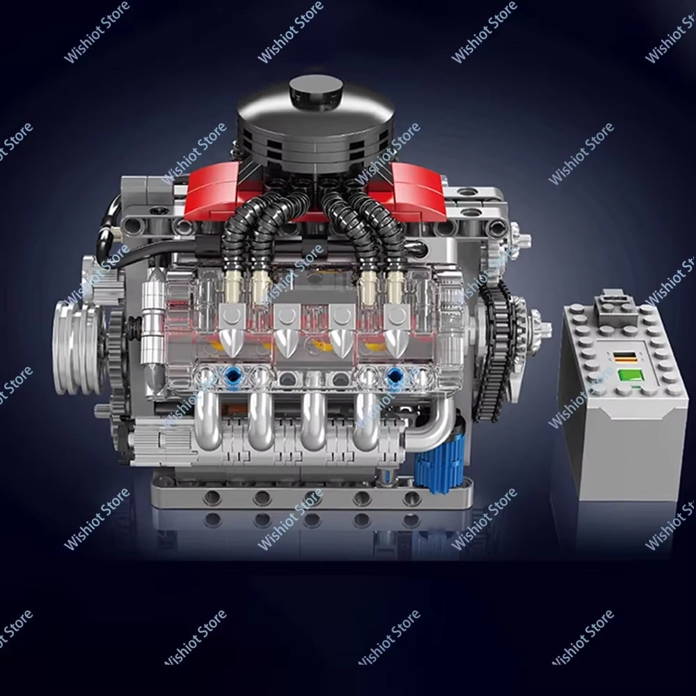 Mould King 10171 Simulation LSX454 V8 Engine Model L Motor Electrically Driven Building Blocks Technical Car Parts Kids Toy Gift