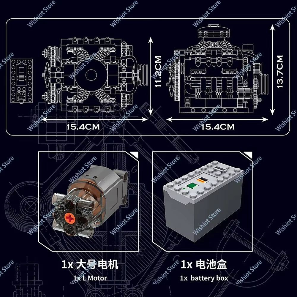 Mould King 10171 Simulation LSX454 V8 Engine Model L Motor Electrically Driven Building Blocks Technical Car Parts Kids Toy Gift