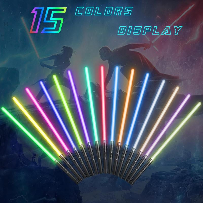 Mini Lightsaber 2 in 1 Dueling Lightsaber Alloy Handle Light Saber 15 RGB Colors with 4 Modes 6 Sound Effects USB Rechargeable Detachable Lightsaber for Kids Adults Ideal Birthday Children'S Day Halloween Christmas