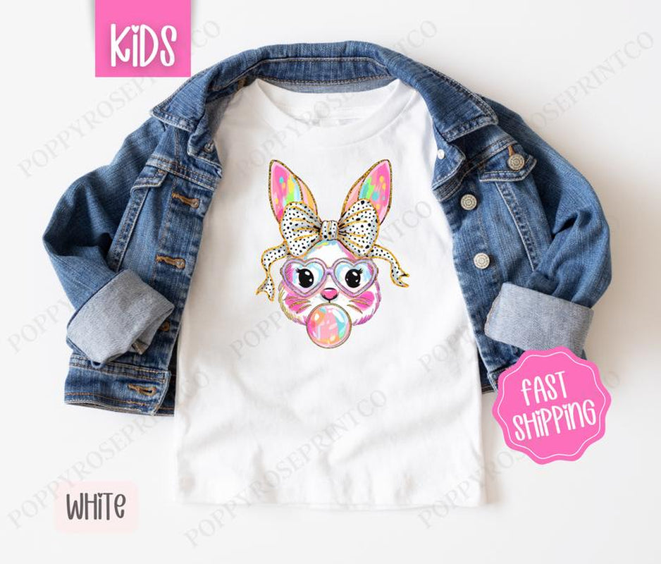 Bubble Bunny Kids Shirt - Easter Children'S Tshirt - Cute Youth Tee Gildan