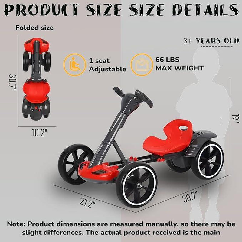 6V Kids Electric Go Kart - Foldable, Adjustable Seat, Remote Control, LED Lights & Music for Boys & Girls Folding Compact Convenience Visibility