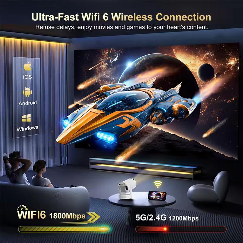 Mini Projector with Wifi and Bluetooth, Auto Keystone Ceiling Projector,2024 Upgraded 350ANSI, Smart Projector with Android11.0, Short Throw Outdoor Portable Movie Projector, Hy300Pro Portable 4K Video