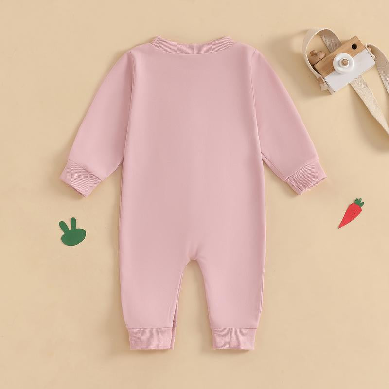 My 1St Easter Baby Boy Girl Outfit Embroidery Bunny Rompers Bunny Tail Jumpsuit Unisex Newborn Infant Easter Clothes