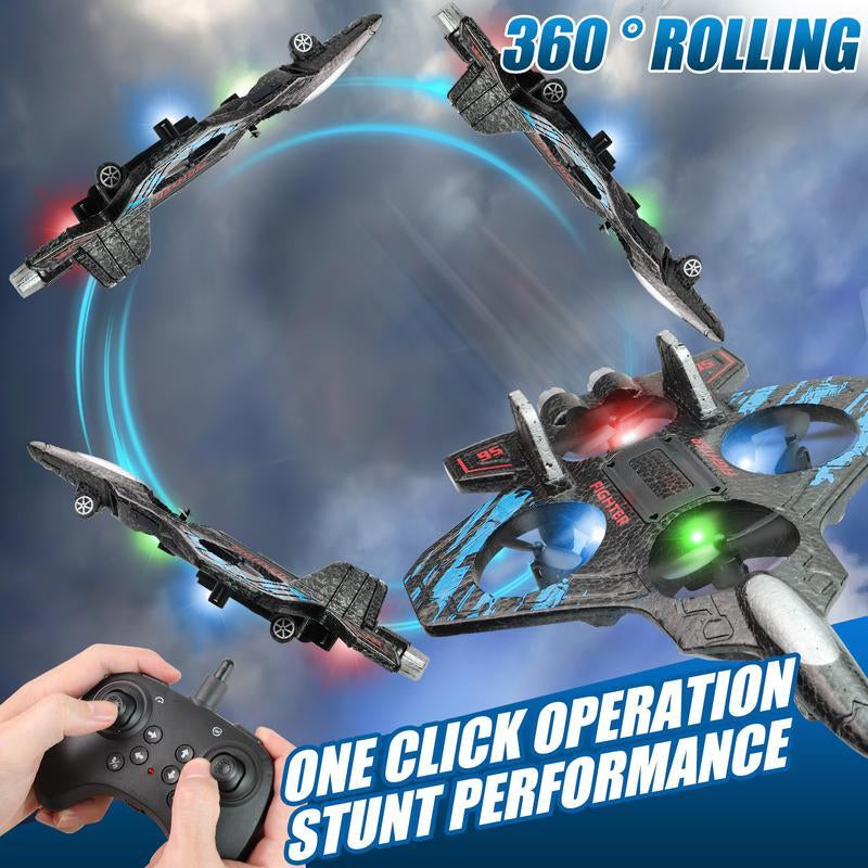 Remote Control RC Jet, 360° Stunt Roll Aircraft with Lights, Flying Toy for Kids & Beginners