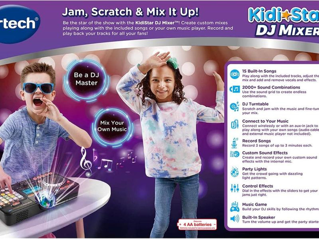 Vtech Kidi Star DJ Mixer – Create, Mix, and Jam with 2000+ Sound Combinations and Bluetooth Connectivity
