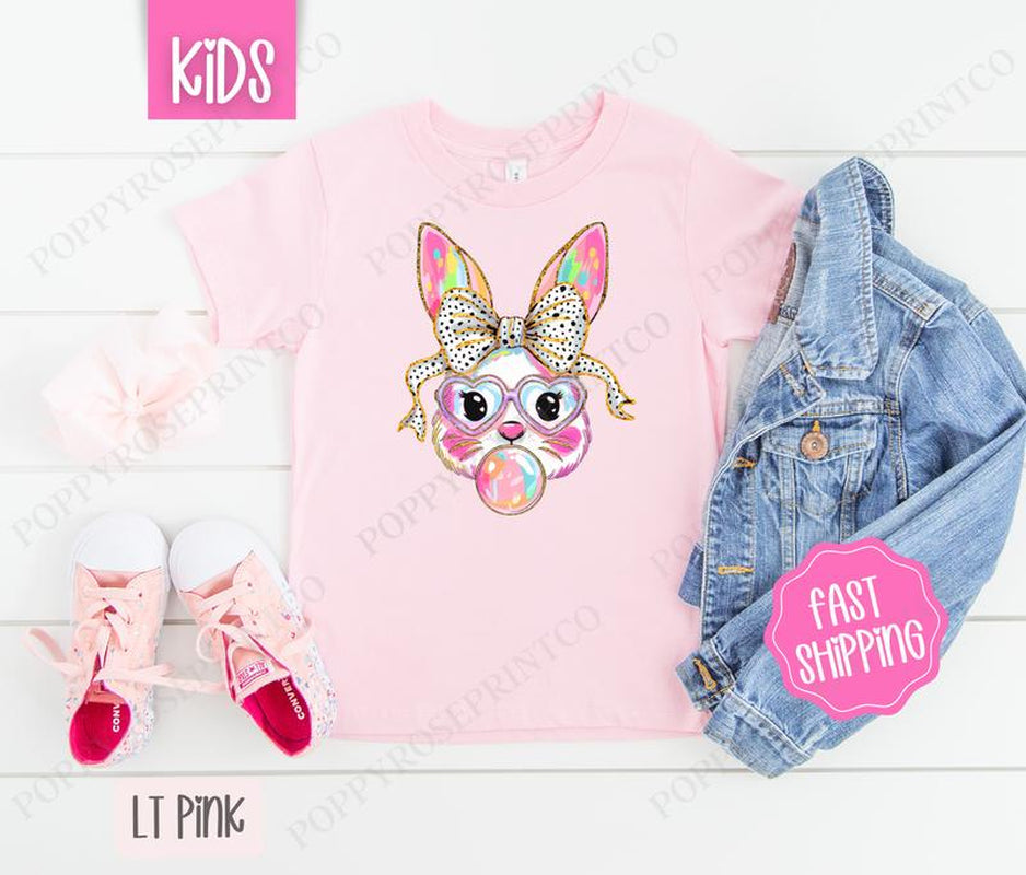 Bubble Bunny Kids Shirt - Easter Children'S Tshirt - Cute Youth Tee Gildan