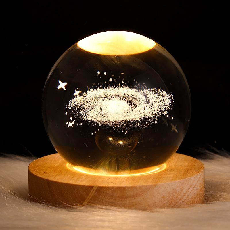 3D Crystal Ball Kids Night Light (With Light Base) Galaxy Model New Year Valentine'S Day New Year Boys Girls Women Love Gift Crystal Ball Decor