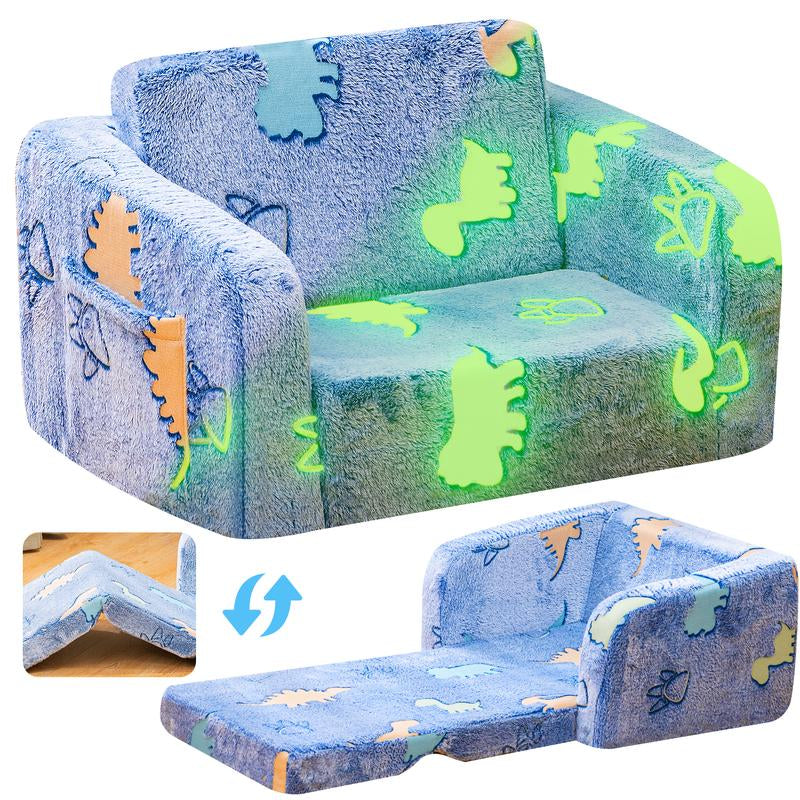 Lamerge Modular Play Couch - Glow in the Dark Play Couch for Kids, Soft & Comfy, Adjustable Backrest, Suitable for Ages 3+ Years Kid Foam Couch for Kids S Couch Kids Couch