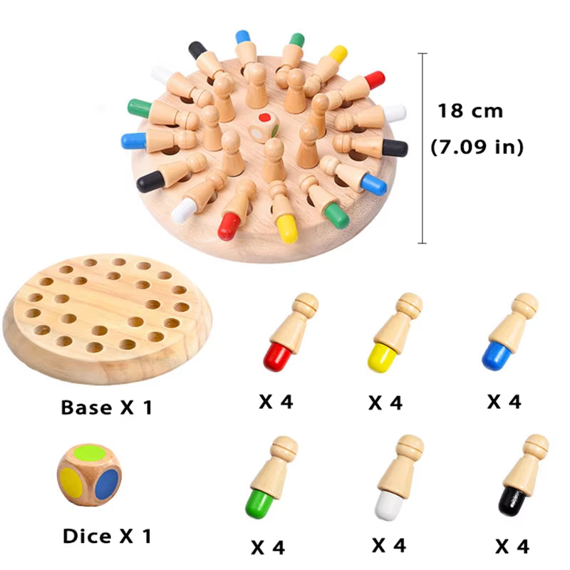 Wooden Memory Match Stick Chess Color Game Board Puzzles Montessori Educational Toy Cognitive Ability Learning Toys for Children