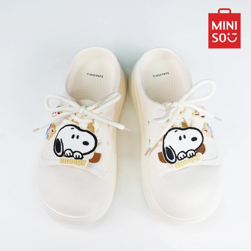 Snoopy - Themed Fashionable Laced Slippers: Cozy for Indoor Relaxing and Casual Home Wear