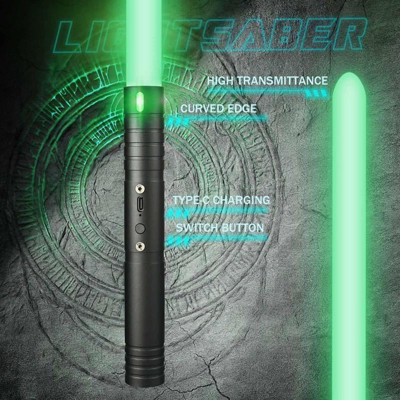 Mini Lightsaber 2 in 1 Dueling Lightsaber Alloy Handle Light Saber 15 RGB Colors with 4 Modes 6 Sound Effects USB Rechargeable Detachable Lightsaber for Kids Adults Ideal Birthday Children'S Day Halloween Christmas