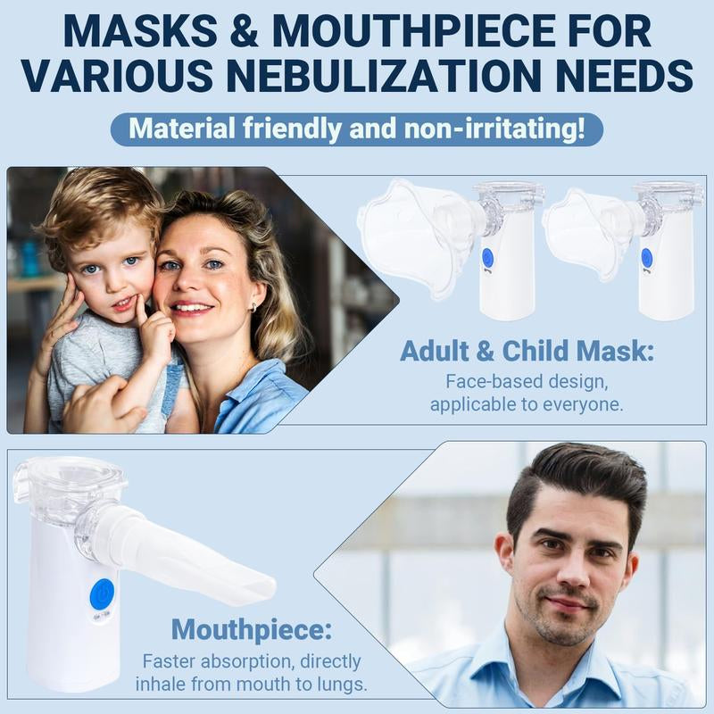 Portable Ultrasonic Nebulizer for Adults and Kids, 3 Modes for Breathing Issues, Healthcare Protective Personal Care Appliances for Home & Travel-Handheld Mesh Nebulizer