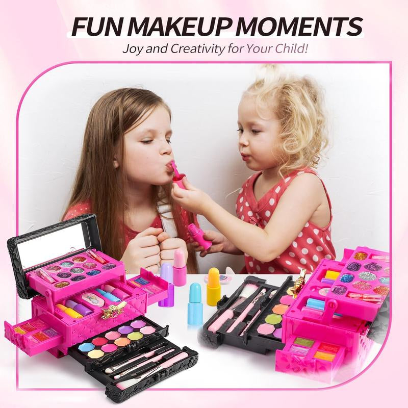 Kids Makeup Kit for Girl, 47 Pcs Washable Real Cosmetic with Music Box, Child Girl Toys , Birthday, Easter , Summer Gift