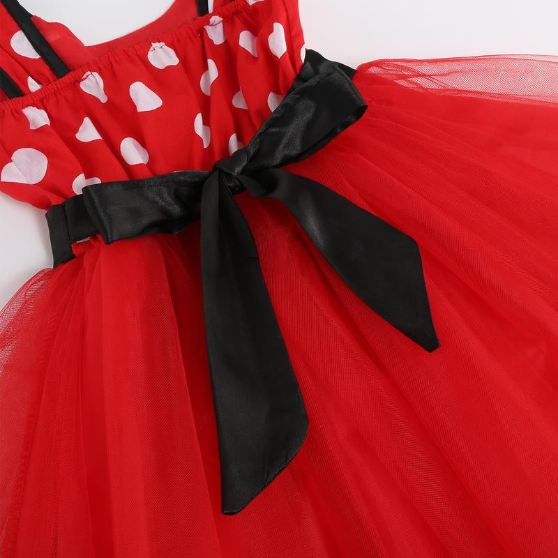 Red Princess Dress for Girls Fancy Princess Costume for Kids with Hair Accessories