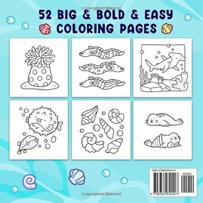 Ocean Scene: Coloring Book for Adults and Kids, Bold and Easy Designs for Relaxation with Sea Life Paperback