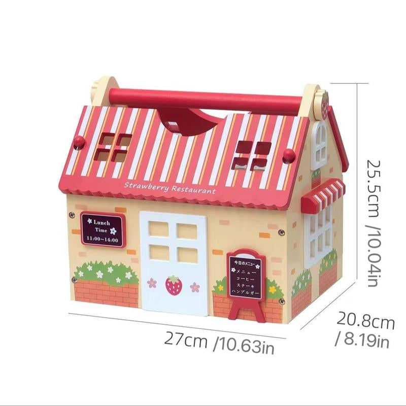 Wooden Pretend Play Food Toy, 1 Set Simulation Steak & French Fries & Vegetables & Fruit Toy, Simulate House Play Toy for Kids