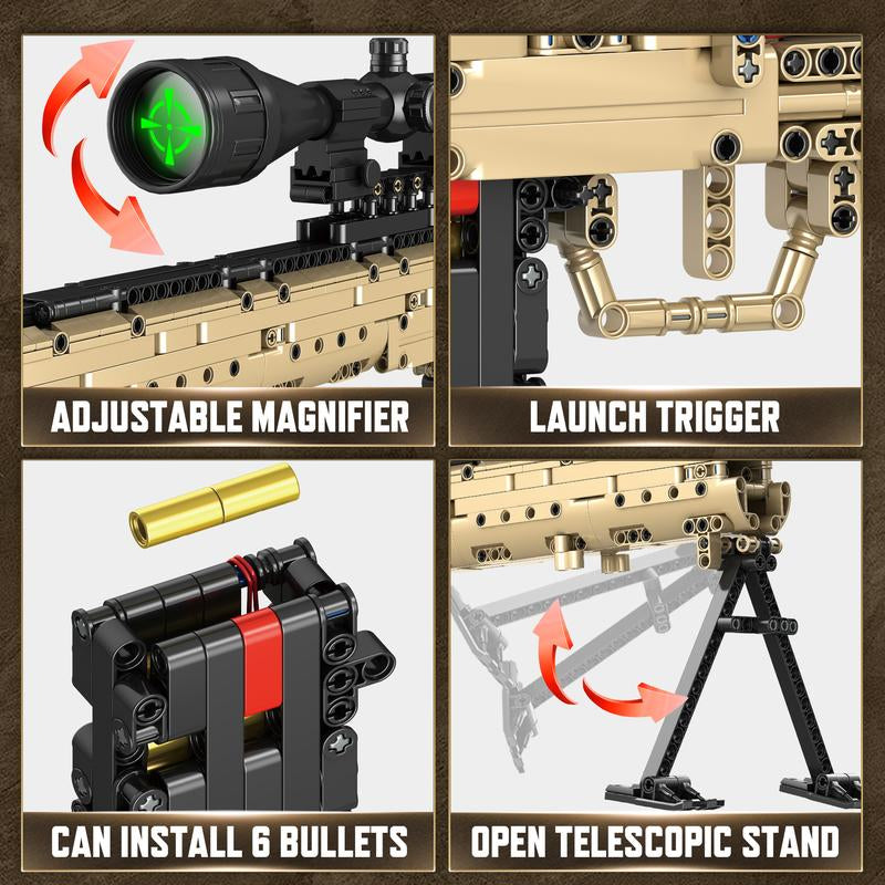 Building Block Gun Model Toys for Adults, 1388 Pcs 1:1 M24 Building Set Guns Model Toys for Adults Boys Teens Age 12+, Christmas and Birthday for Military Enthusiasts