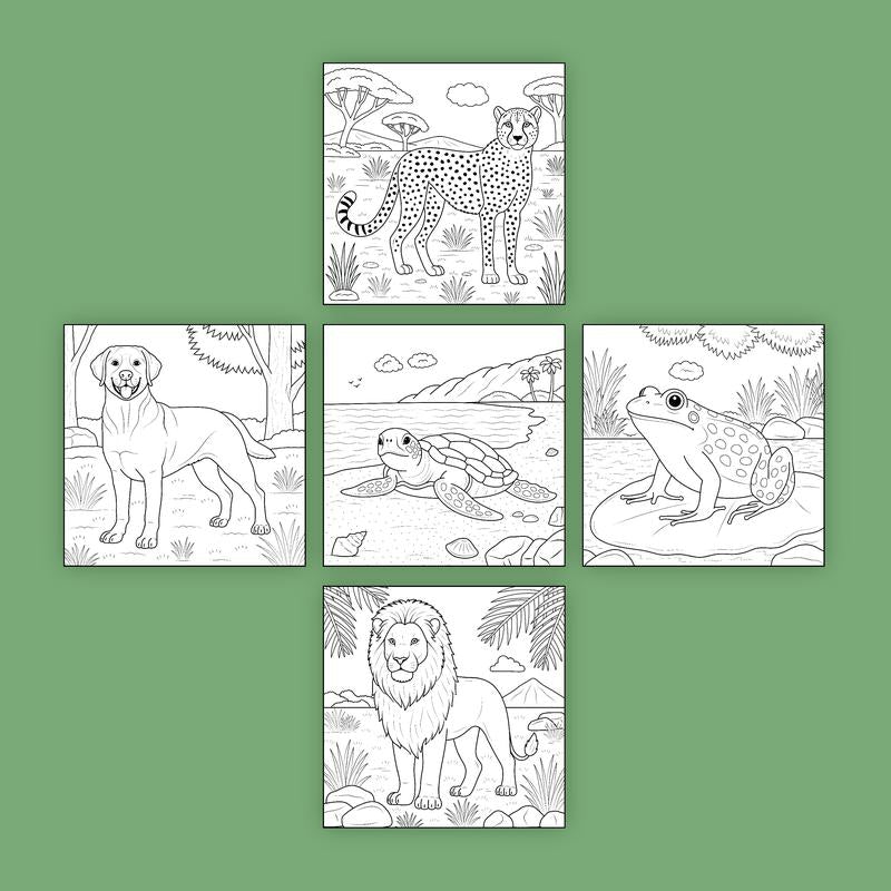 Animal Kingdom - Set 1 (5-Pack) Coloring Boxes for Kids with 5 Pre-Printed Artpops, Inspirational Messages, and Easy Pop-Up Assembly