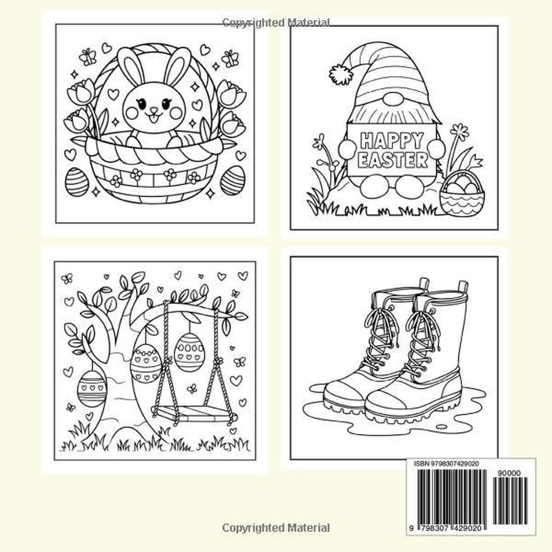 Easter and Spring Coloring Book - over 50 Fun, Cute, and Easy Designs for Adults, Teens, and Kids - Perfect Easter Basket Stuffer