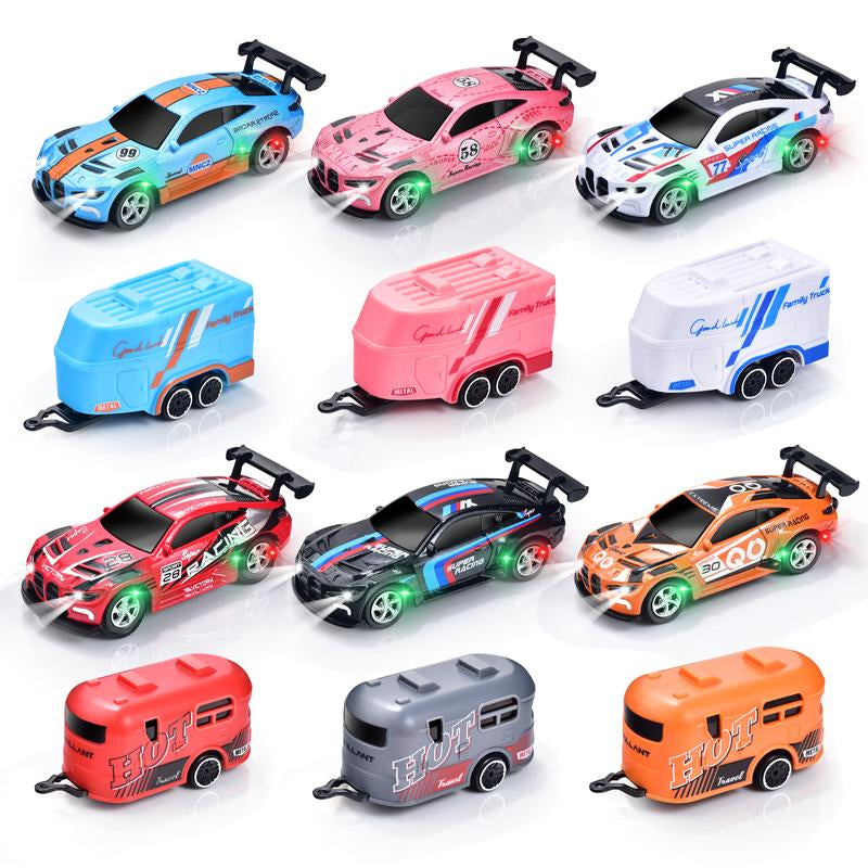 Hotfree 1/64 Mini RC Drift Car, Alloy M4 Racing Car with Trailer, 2.4Ghz Remote & APP Control, 3-Speed Modes, LED Lights, USB-C Charging, Indoor & Outdoor Toy, Birthday Christmas Gift for Kids & Adults Springtok