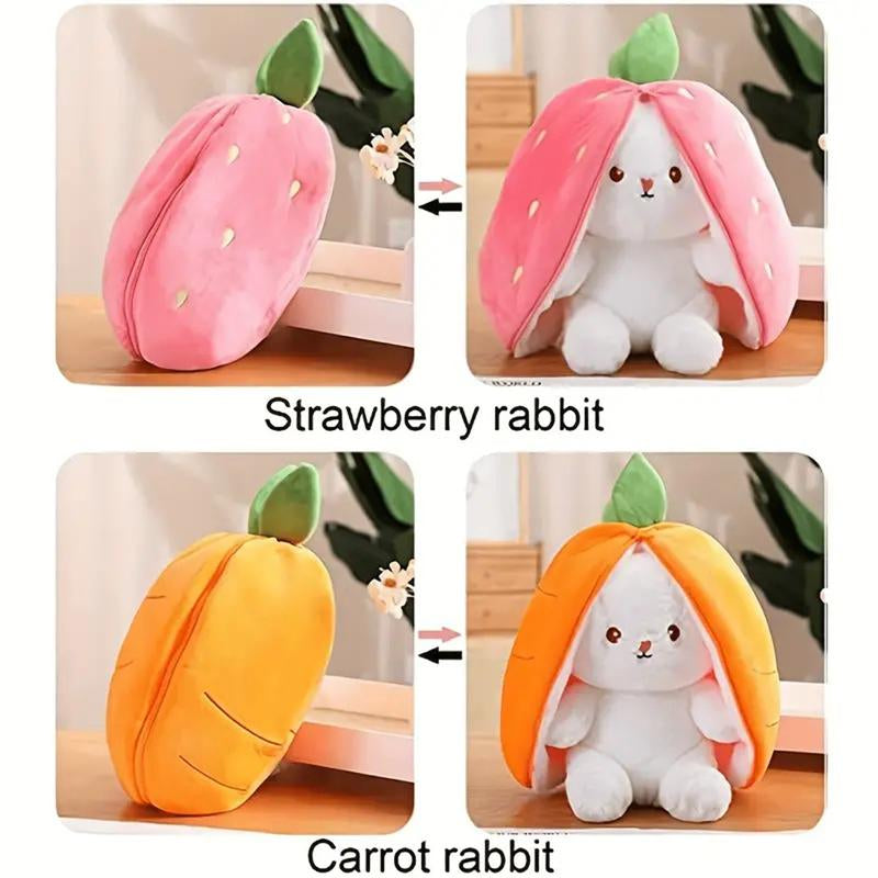 Bunny Plush Strawberry Stuffed Animal Carrot Rabbit Plushie Toy for Kids - Gift for Girls Animal Plush,Children'S Sleeping Pillow