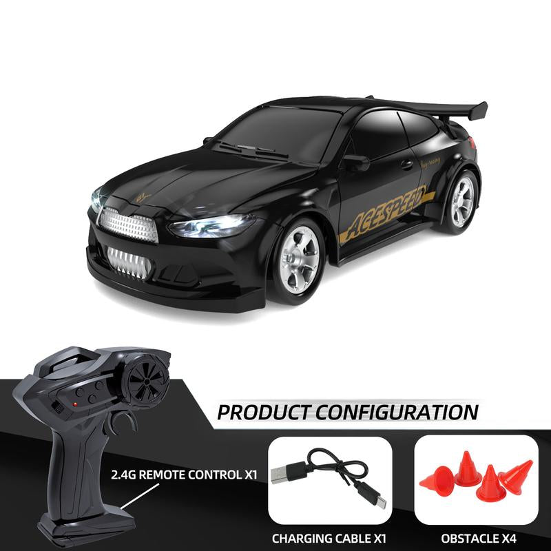 1/64 Mini RC Drift Car, 4WD High-Speed Remote Control Racing Sports Car with LED Lights, Desktop Entertainment, Birthday Gift for Boys Kids