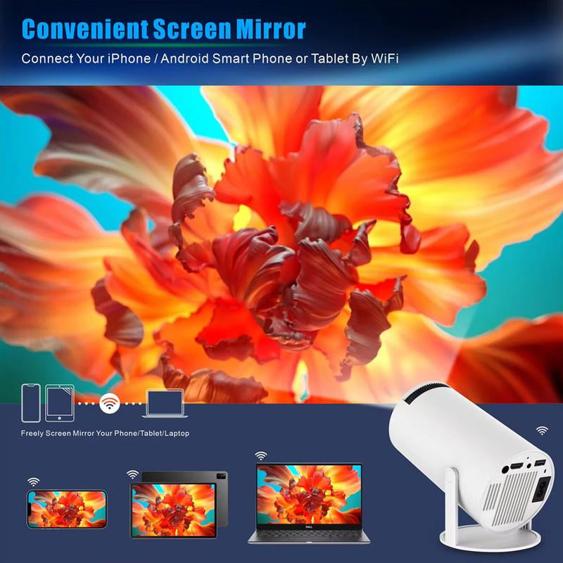 Mini Projector with Wifi and Bluetooth, Auto Keystone Ceiling Projector,2024 Upgraded 350ANSI, Smart Projector with Android11.0, Short Throw Outdoor Portable Movie Projector, Hy300Pro Portable 4K Video