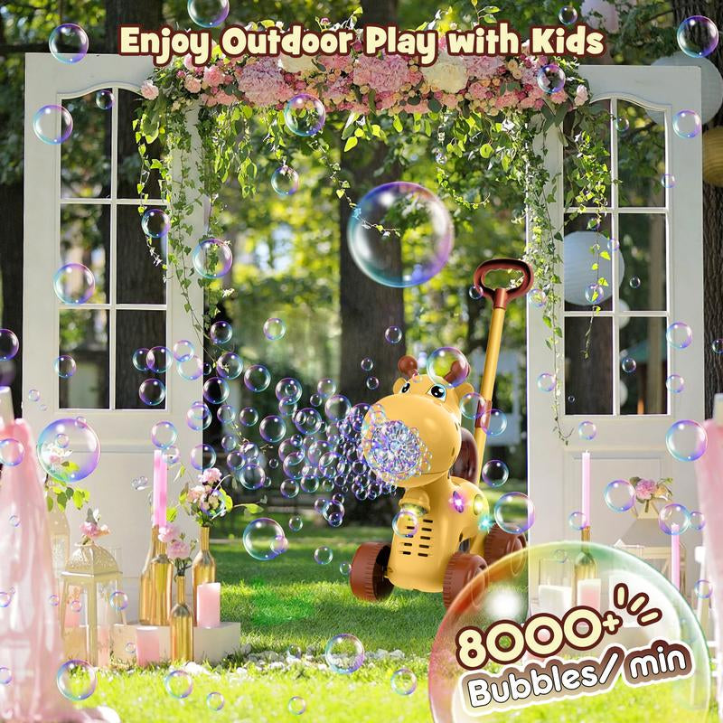 Nicmore Automatic Bubble Machine Kids Gift Toy: Giraffe/Dog Bubble Lawn Mower Outdoor Toy for Boy Girl - Push or Handheld Bubble Maker Blower for Kids Birthday Gifts Springtok