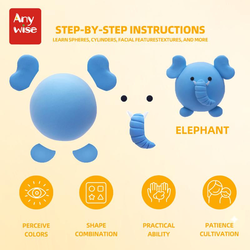 Anywise Air DIY Clay - Cute Pet Team Air Dry Clay 12 Boxes - Soft & Ultra Light, Safe & Non-Toxic - Ideal for Crafting & Educational