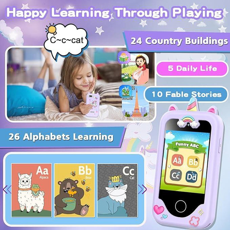 LUOBA Kids Smart Phone for 3-10 Years, Dual Camera, 8GB Memory Card, Games, Music Player, Birthday Gift Travel Toy