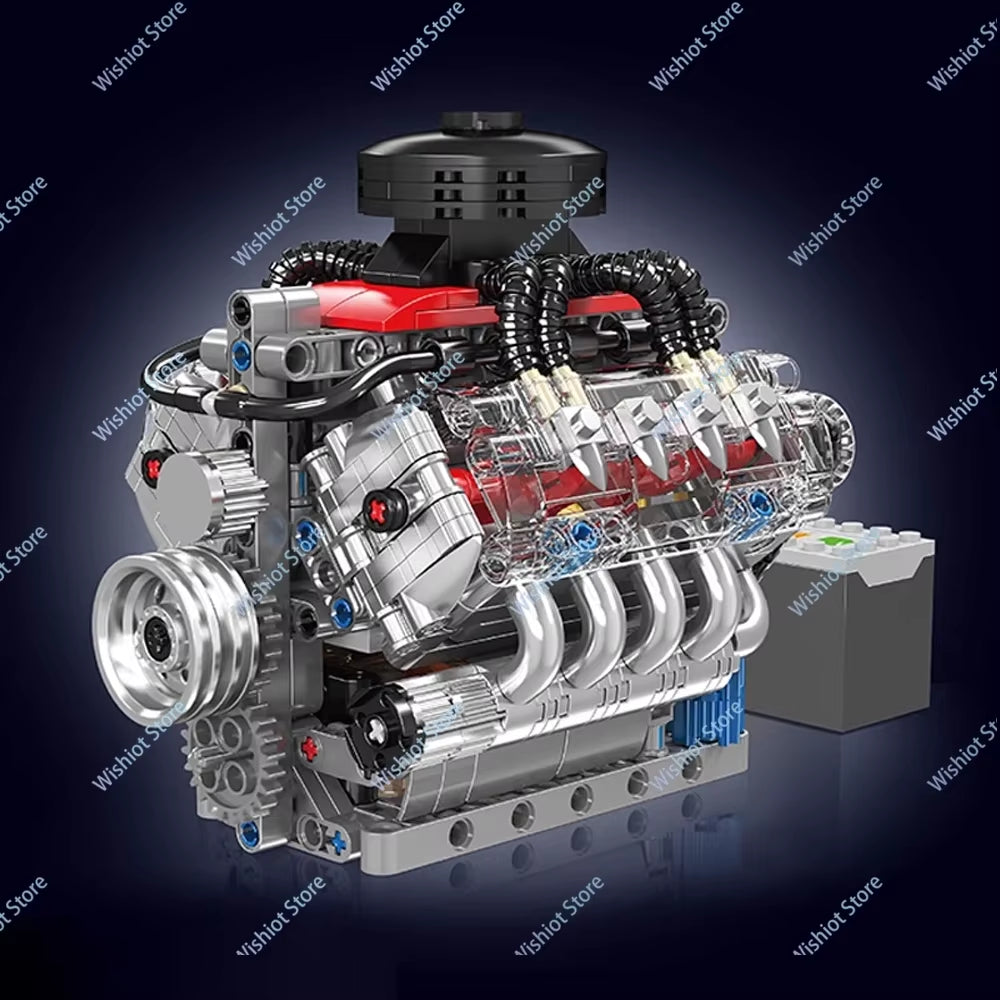Mould King 10171 Simulation LSX454 V8 Engine Model L Motor Electrically Driven Building Blocks Technical Car Parts Kids Toy Gift