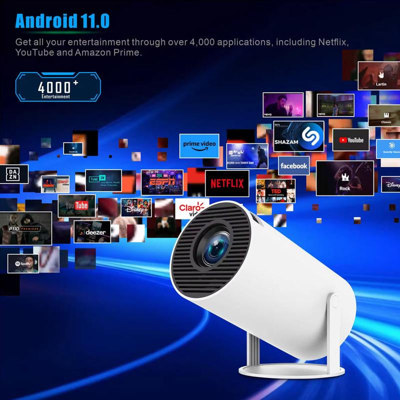 Mini Projector with Wifi and Bluetooth, Auto Keystone Ceiling Projector,2024 Upgraded 350ANSI, Smart Projector with Android11.0, Short Throw Outdoor Portable Movie Projector, Hy300Pro Portable 4K Video