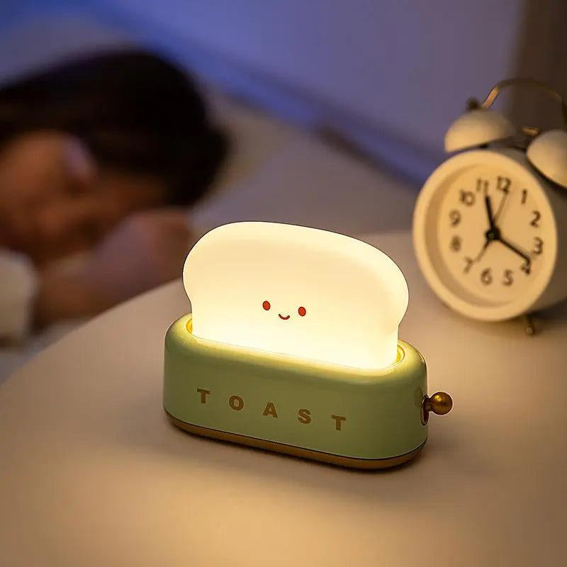 Smiling Toast Night Light - Compact Design, Ideal for Home Lighting, Features Warm Glow and Soft Ambiance