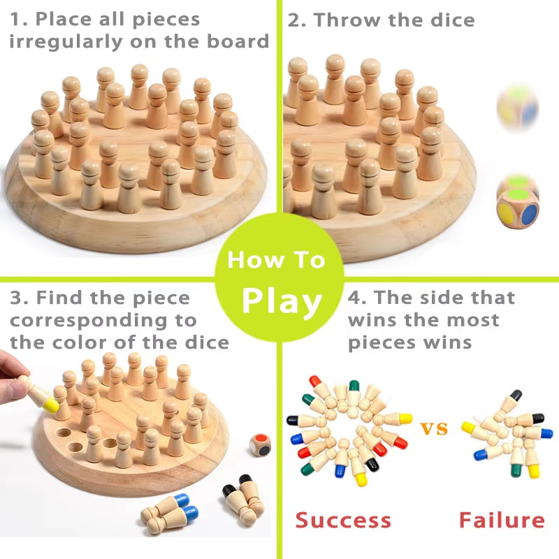 Wooden Memory Match Stick Chess Color Game Board Puzzles Montessori Educational Toy Cognitive Ability Learning Toys for Children