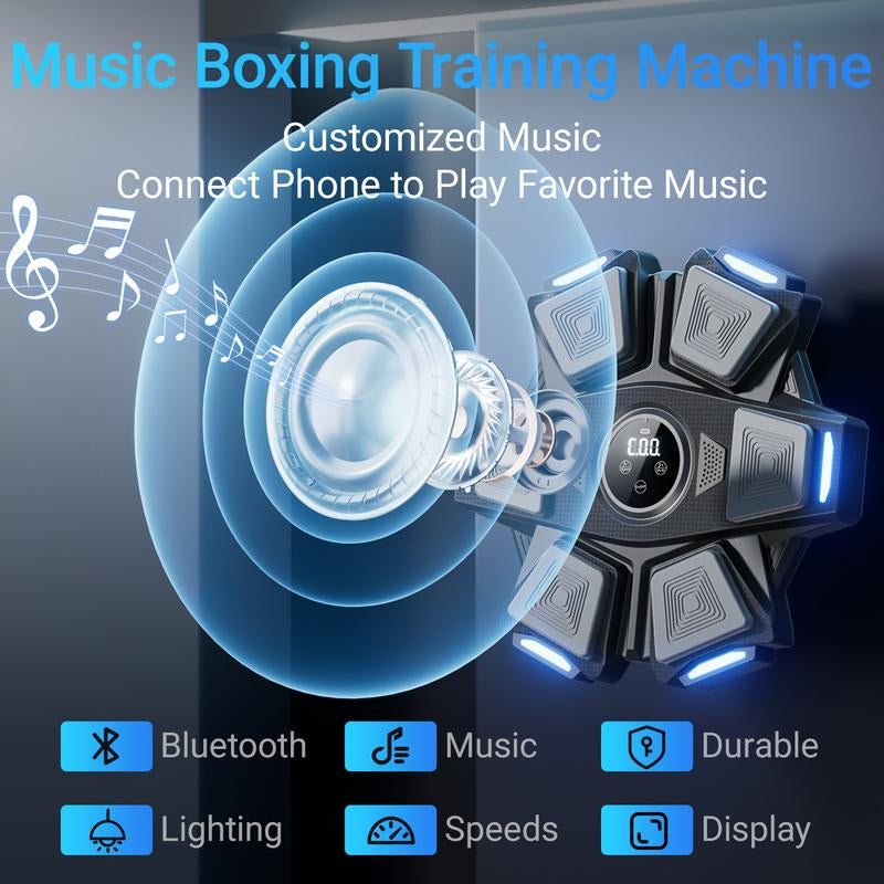 Musical Boxing Machine, Interactive Boxing Trainer with Boxing Gloves, Large Size Wall-Mounted Electronic Boxing Target, Suitable for Adults and Children, Intelligent Touch Screen to Adjust Speed and Mode Anytime Anywhere