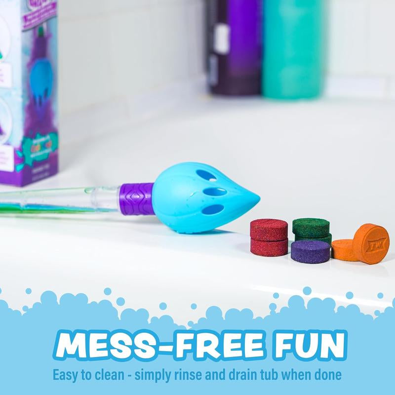 Tub Works Bath Color Brush Kids Fun Bath Bomb Set | Nontoxic & Fragrance-Free | Use Brush to Paint Water with Vibrant, Fizzing Colors