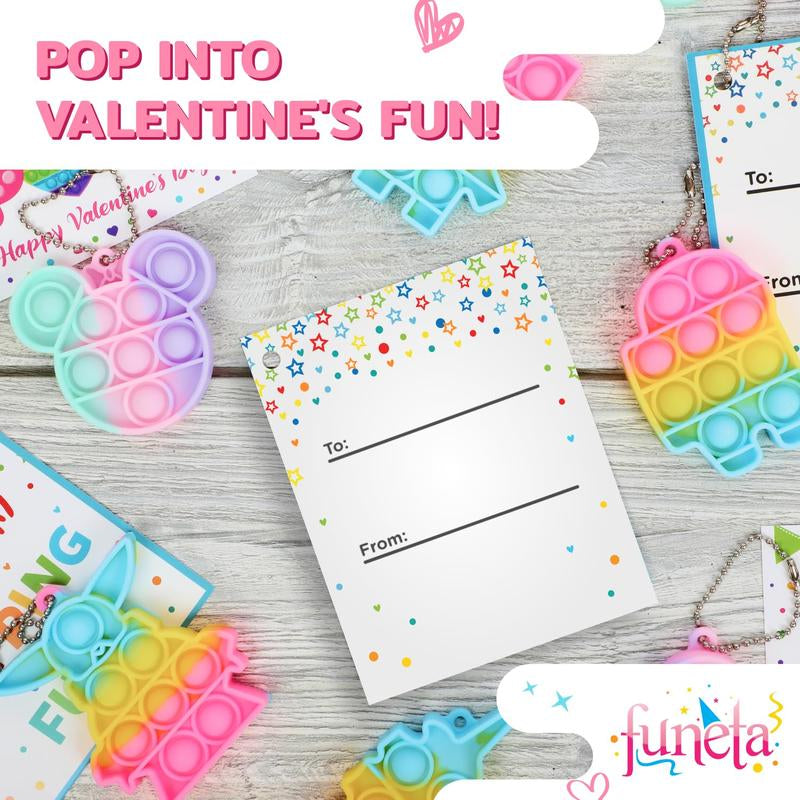 Funeta Valentines Pop Its for Kids Classroom Exchange, 30 Pack Fidget Valentines Day Cards for Boys and Girls Class, School Valentines Gifts