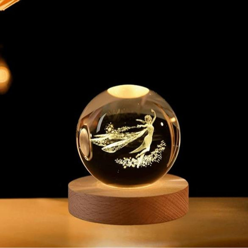 3D Crystal Ball Kids Night Light (With Light Base) Galaxy Model New Year Valentine'S Day New Year Boys Girls Women Love Gift Crystal Ball Decor